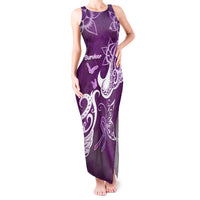 Personalised Fibromyalgia Awareness Tank Maxi Dress Polynesian Purple Ribbon LT05 Women Purple - Polynesian Pride