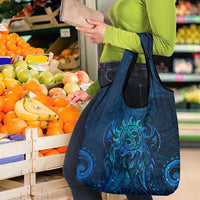 New Zealand Dream Catcher Grocery Bag Maori Koru Pattern Blue Version