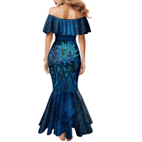 New Zealand Dream Catcher Mermaid Dress Maori Koru Pattern Blue Version LT05 - Polynesian Pride