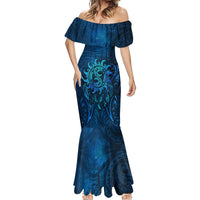 New Zealand Dream Catcher Mermaid Dress Maori Koru Pattern Blue Version LT05 - Polynesian Pride