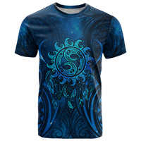 New Zealand Dream Catcher T Shirt Maori Koru Pattern Blue Version