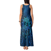 New Zealand Dream Catcher Tank Maxi Dress Maori Koru Pattern Blue Version