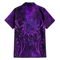 New Zealand Dream Catcher Family Matching Off The Shoulder Long Sleeve Dress and Hawaiian Shirt Maori Koru Pattern Purple Version