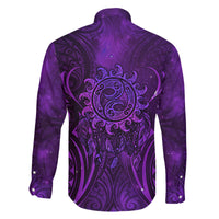 New Zealand Dream Catcher Family Matching Tank Maxi Dress and Hawaiian Shirt Maori Koru Pattern Purple Version
