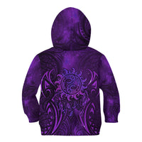 New Zealand Dream Catcher Kid Hoodie Maori Koru Pattern Purple Version