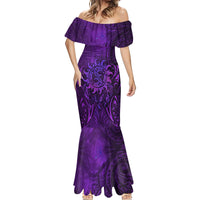 New Zealand Dream Catcher Mermaid Dress Maori Koru Pattern Purple Version LT05 - Polynesian Pride