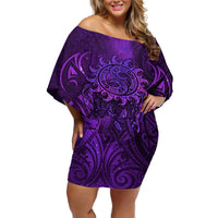 New Zealand Dream Catcher Off Shoulder Short Dress Maori Koru Pattern Purple Version LT05 Women Purple - Polynesian Pride
