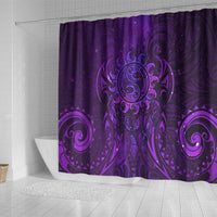 New Zealand Dream Catcher Shower Curtain Maori Koru Pattern Purple Version