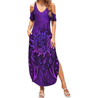 New Zealand Dream Catcher Summer Maxi Dress Maori Koru Pattern Purple Version LT05 Women Purple - Polynesian Pride