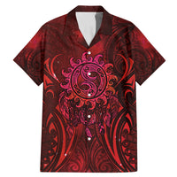 New Zealand Dream Catcher Family Matching Mermaid Dress and Hawaiian Shirt Maori Koru Pattern Red Version