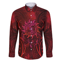 New Zealand Dream Catcher Family Matching Off The Shoulder Long Sleeve Dress and Hawaiian Shirt Maori Koru Pattern Red Version