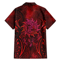 New Zealand Dream Catcher Family Matching Tank Maxi Dress and Hawaiian Shirt Maori Koru Pattern Red Version