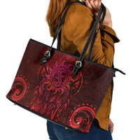 New Zealand Dream Catcher Leather Tote Bag Maori Koru Pattern Red Version