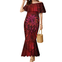New Zealand Dream Catcher Mermaid Dress Maori Koru Pattern Red Version LT05 Women Red - Polynesian Pride