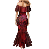 New Zealand Dream Catcher Mermaid Dress Maori Koru Pattern Red Version LT05 - Polynesian Pride