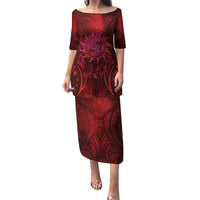 New Zealand Dream Catcher Puletasi Maori Koru Pattern Red Version LT05 Long Dress Red - Polynesian Pride