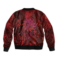 New Zealand Dream Catcher Sleeve Zip Bomber Jacket Maori Koru Pattern Red Version