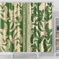 Hawaii Pua Kenikeni Lei Shower Curtain With Lau Maia Green