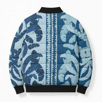 Hawaii Pua Kenikeni Lei Bomber Puffer Jacket With Lau Maia Royal Blue LT05 - Polynesian Pride