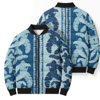 Hawaii Pua Kenikeni Lei Bomber Puffer Jacket With Lau Maia Royal Blue LT05 - Polynesian Pride