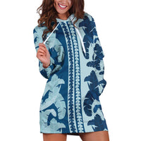 Hawaii Pua Kenikeni Lei Hoodie Dress With Lau Maia Royal Blue LT05 Blue - Polynesian Pride