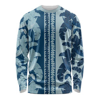 Hawaii Pua Kenikeni Lei Long Sleeve Shirt With Lau Maia Royal Blue LT05 Unisex Blue - Polynesian Pride