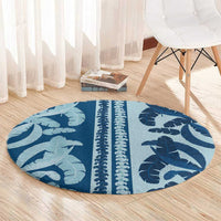 Hawaii Pua Kenikeni Lei Round Carpet With Lau Maia Royal Blue LT05 - Polynesian Pride