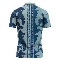 Hawaii Pua Kenikeni Lei Zipper Polo Shirt With Lau Maia Royal Blue