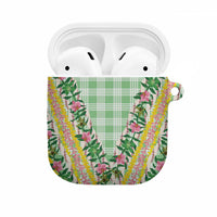 Hawaii Pikake Lokelani Plumeria Lei AirPods Case Green Palaka Motifs LT05 Green - Polynesian Pride