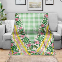 Hawaii Pikake Lokelani Plumeria Lei Blanket Green Palaka Motifs