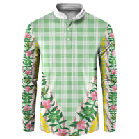 Hawaii Pikake Lokelani Plumeria Lei Button Sweatshirt Green Palaka Motifs