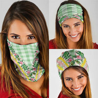 Hawaii Pikake Lokelani Plumeria Lei Neck Gaiter Green Palaka Motifs