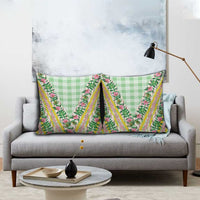 Hawaii Pikake Lokelani Plumeria Lei Pillow Cover Green Palaka Motifs