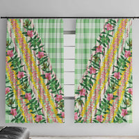 Hawaii Pikake Lokelani Plumeria Lei Window Curtain Green Palaka Motifs