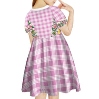 Hawaii Pikake Lokelani Plumeria Lei Kid Short Sleeve Dress Pink Palaka Motifs