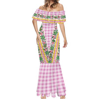 Hawaii Pikake Lokelani Plumeria Lei Mermaid Dress Pink Palaka Motifs