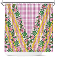 Hawaii Pikake Lokelani Plumeria Lei Shower Curtain Pink Palaka Motifs LT05 Pink - Polynesian Pride