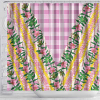 Hawaii Pikake Lokelani Plumeria Lei Shower Curtain Pink Palaka Motifs LT05 - Polynesian Pride