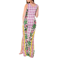 Hawaii Pikake Lokelani Plumeria Lei Tank Maxi Dress Pink Palaka Motifs