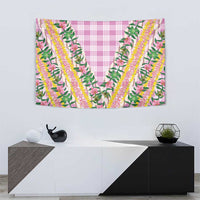Hawaii Pikake Lokelani Plumeria Lei Tapestry Pink Palaka Motifs
