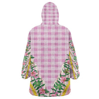 Hawaii Pikake Lokelani Plumeria Lei Wearable Blanket Hoodie Pink Palaka Motifs