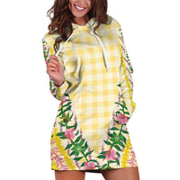 Hawaii Pikake Lokelani Plumeria Lei Hoodie Dress Yellow Palaka Motifs