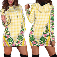 Hawaii Pikake Lokelani Plumeria Lei Hoodie Dress Yellow Palaka Motifs