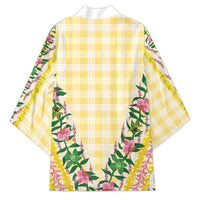 Hawaii Pikake Lokelani Plumeria Lei Kimono Yellow Palaka Motifs