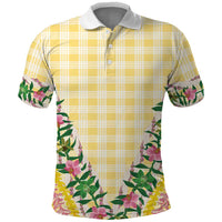 Hawaii Pikake Lokelani Plumeria Lei Polo Shirt Yellow Palaka Motifs LT05 Yellow - Polynesian Pride