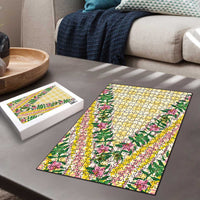 Hawaii Pikake Lokelani Plumeria Lei Puzzle Yellow Palaka Motifs