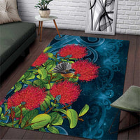 New Zealand Matariki Piwakawaka Area Rug Maori Koru With Pohutukawa Flowers