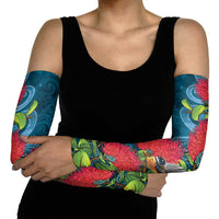 New Zealand Matariki Piwakawaka Arm Sleeves Maori Koru With Pohutukawa Flowers