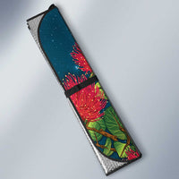 New Zealand Matariki Piwakawaka Auto Sun Shade Maori Koru With Pohutukawa Flowers