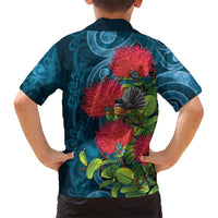 New Zealand Matariki Piwakawaka Kid Hawaiian Shirt Maori Koru With Pohutukawa Flowers LT05 - Polynesian Pride
